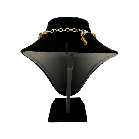 Royston Turquoise & Carved White Jade Butterfly Jewelry Set Necklace & Earrings - Picture 3 of 6